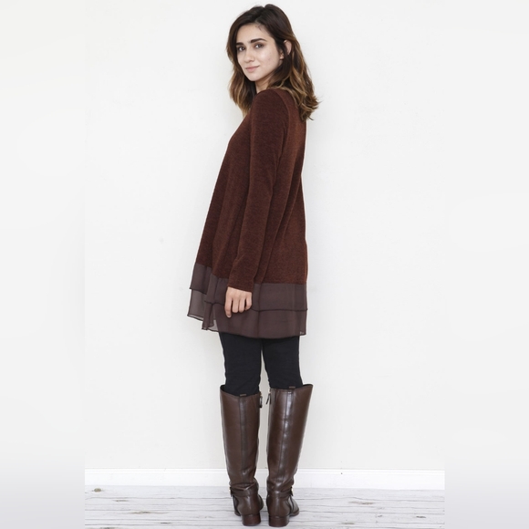 Egs by Elonges Brown Chiffon Hem Tunic - Picture 8 of 10
